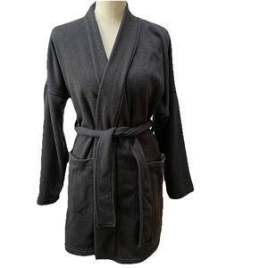 UGG Braelyn Robe Women’s Small Black Bear Heather Fleece Kimono Bathrobe EUC